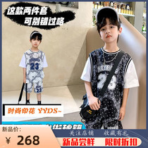 Boy Xia Fashion Suite 2022 New fashion CUHK Scout Fashionable Summer Children Sports Short Sleeves Two Sets