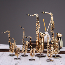  Mini saxophone model doll Wind music metal decoration Birthday gift office handmade French living room decoration