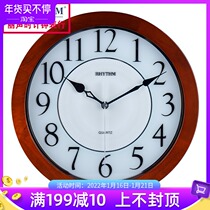 Lisheng modern simple round living room bedroom European style Chinese retro home solid wood mute quartz wall hanging clock