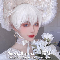 Sens House=Shuang Hua=All-purpose pure white wig Juvenile cos gay hair hair hair short straight hair on the top of the head