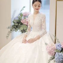 Tender Paris French main wedding dress 2021 New Court style bride retro small Man simple long sleeve dress