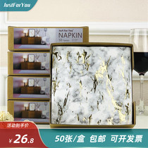 Color napkin printing paper towel Cup flower paper Hotel set-up table paper towel marbled gold bronzing 50 sheets per box