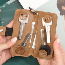 Key bag leather mens fashion mini simple waist hanging cowhide pull type Korean style personality creative keychain