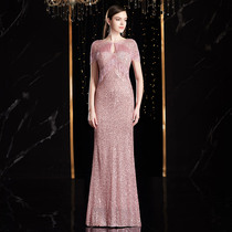 Gonggeli long dress dress 2021 new autumn socialite banquet party tassel long dress evening dress