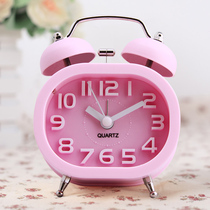 Han clock watch Student bedside alarm clock Silent alarm Creative bell Cute childrens small alarm clock night light HA16