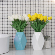 Creative geometric diamond Nordic style living room inserted dried flower ceramic small vase flower modern simple desktop ornaments