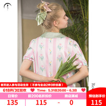 Room for RooMance Ru Mansushi Law style retro pyjamas woman short sleeve spring and summer autumn home suit bump color two sets