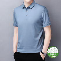 2021 summer new mens light blue solid color T-shirt mens cotton short sleeve loose polo shirt casual top