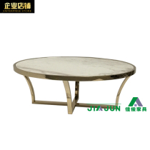 Fashion champagne gold stainless steel with oval coffee table jazz white marble table modern side several explosive 5211