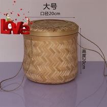 Bamboo can portable canning basket basket tool Round i iron new tea display Woven tea basket Bamboo tea can box empty can