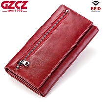 Head-layer Ocean and American Retro Handle with a Bag Clip Multi-function Anti-theft Brush for a Long Leather Lady Wallet
