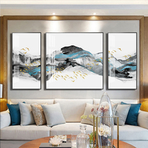 Artistic abstract ink light luxury atmospheric Crystal porcelain decoration hanging painting new Chinese living room sofa bedroom background wall mural