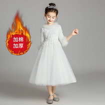  Childrens dress Princess dress Flower girl wedding dress Host piano performance dress Girls evening dress plus velvet thick winter