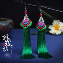 2015 new ethnic wind ear decorated female embroidered floral earrings fluttering South Koreas retro national scion earrings