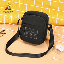 Scarecrow shoulder bag mens Korean version of the street trend brand casual mini mobile phone bag lightweight canvas student messenger bag