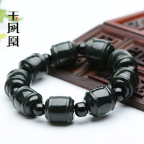 Jade Phoenix Natural Hetian Jade Road Lotong Bracelet Xinjiang Jade Bucket Beaded Strings Men and Womens Hand Decoration Belt Certificate