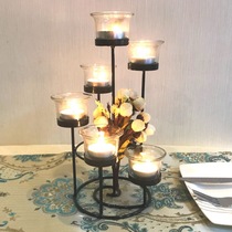 Candlestick ornaments European wrought iron candle stand Western food candlelight dinner atmosphere arrangement supplies wax table retro home