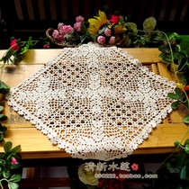 Fresh water lotus pure handmade crochet nostalgic retro lace woven hollow Chinese dust cover cloth towel beige