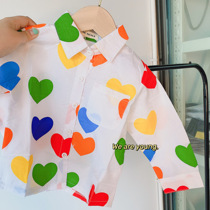 Full Cotton Loving Shirt ~ Nicole Family Autumn New Products Men And Women Baby Loving Printed Shirts Children collar blouses