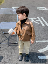 Childrens clothing Childrens leather clothes Male genuine leather 2021 New spring autumn baby blouse boy jacket in the boys jacket