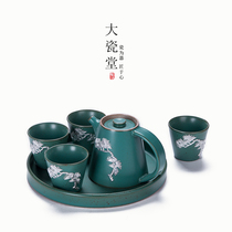 Big porcelain hall hand-made tin Japanese style eucalast tea set set home kung fu tea set ceramic teapot tea cup