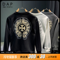 卫衣男秋冬季2022新款潮牌圆领套头印花长袖宽松加绒厚款男士上衣