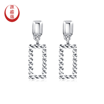 Yuanshengfu new PT950 Fashion Square imitation diamond platinum earrings fashion versatile platinum earrings