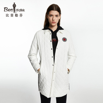 Biyin Lefen autumn and winter womens cotton-padded clothes long collar casual fashion long sleeve warm thick coat cotton suit