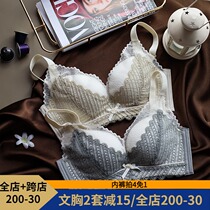 High luxury heavyweight Japanese stripes without steel rims thin cup collection underwear widened adjustment bra anti-sagging