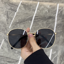 ins Net red with sunglasses female round face big frame retro sunglasses female plain face thin driving anti ultraviolet ray