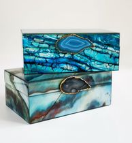 Small words 2007 export original single dreamy sense agate stone glass wood storage box jewelry box ornaments