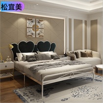 Songyimei iron double bed modern simple Nordic luxury style master bedroom 1.2 meters single 1.51 .8m bed frame