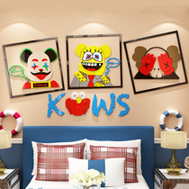 Sesame Street kaws doll wall stickers paper decoration childrens room bedroom bedside shop background wall