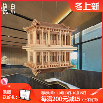 The spring roll shed on the top of the Chinese Zen ancient building model finished wooden craft decoration sales office hanging decoration