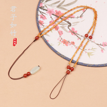 Olive Nuclear Small Bamboo Festival Necklace Pendant with Rope Matching Chain Jade Honey Wax National Sweater Chain Amber Rope Mobile Phone Hanging Rope