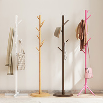 Simple coat rack hanger floor-to-ceiling living room bedroom hanger childrens creative solid wood clothes rack hat rack