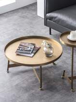 Nordic ins coffee table combination modern simple living room round pulley metal light luxury personality small side designer