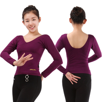 Danschego Dance Yoga Go - fit fit - fit fit - and - cotton long - sleeved T - shirt crossed
