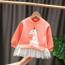 Girls autumn dress dress female baby spring and autumn foreign coat baby long base shirt small children autumn dress