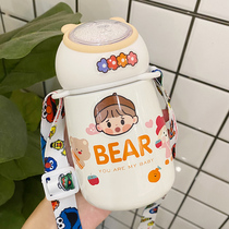 Thermos cup female portable small childrens student kindergarten mini simple Korean messenger girl heart water cup kettle