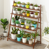 Flower shelf living room rack balcony flowerpot solid wood