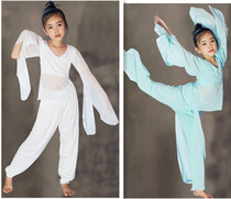 Girls Yoga Suit Super Fairy Big Girl Chiffon Fluttering Water Sleeve Lantern Pants Dance Practice Dress