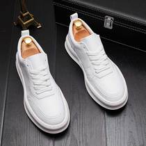 Hong Kong Chao brand small white shoes mens new trend Joker low-top thick bottom inside the leather Leisure Sports Board shoes tide