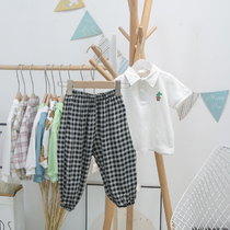 Boys pants summer 2021 new 1-3-year-old baby anti-mosquito pants plaid summer childrens loose trousers foreign style