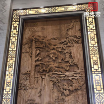 Zhou Xianrong Songhe picture hand-carved living room study background wall custom-made free design custom Dongyang wood carving