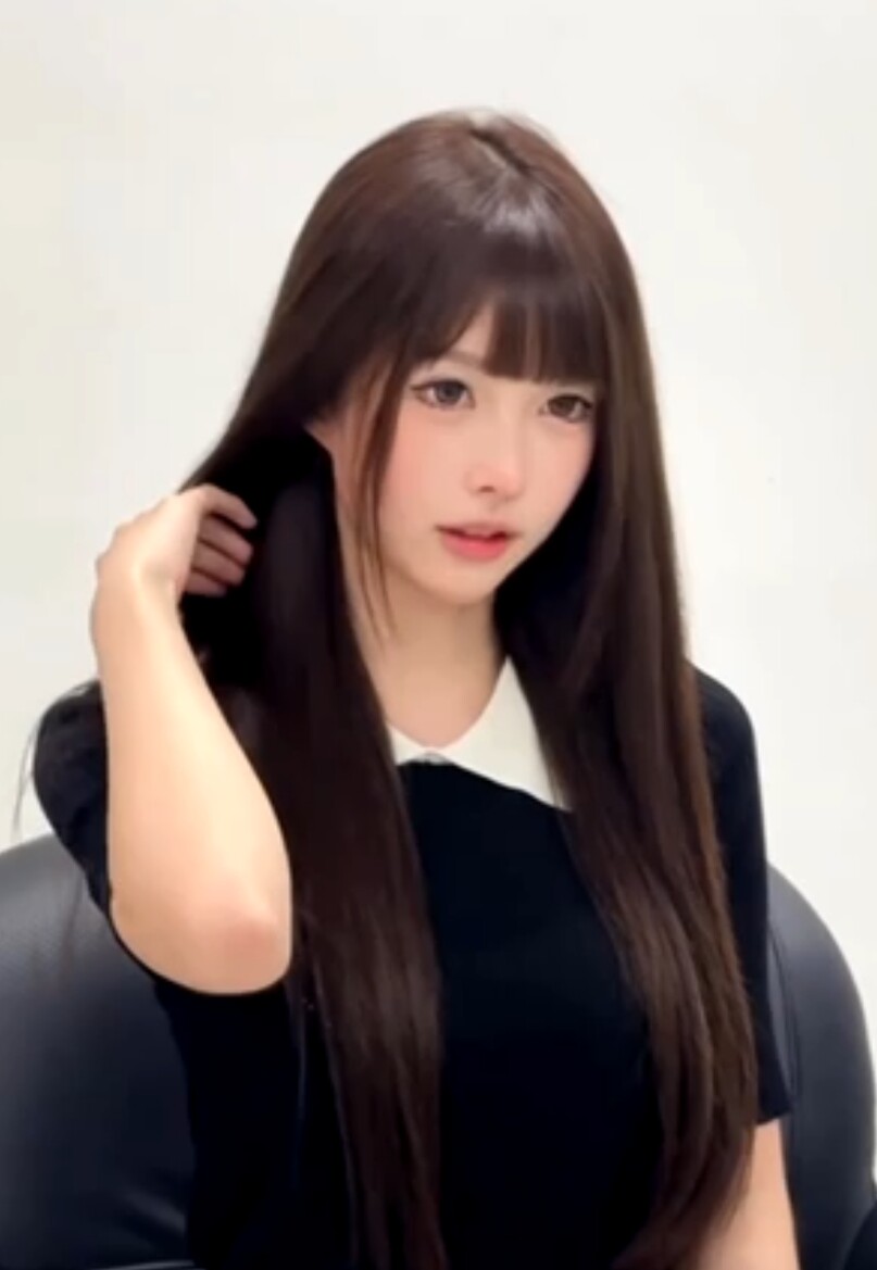 真我黑长直漫画齐刘海假发套 全真发整顶设计 自然隐形无痕贴合 长发飘逸顺滑