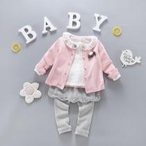 Three or four months female baby cute skirt spring and autumn 2021 New 0-1-2-3 years old baby clothes long sleeve suit