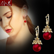 Korean fashion hoop earrings red earrings can be changed without earrings ear clip earrings simple versatile ear studs