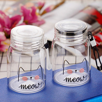 Creative Kitty Glass Cups Heat Resistant Water Cup Accompanying Cup Portable Breakfast Milk Cup Cute Maiden 350ml