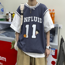 Short-sleeved t-shirt mens spring and summer thin basketball suit top ins tide brand sports style loose bottoming shirt casual sweater men